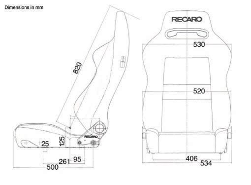 RECARO Speed M & S seat drawing